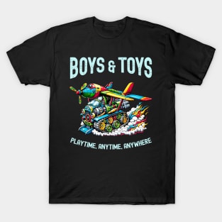 Boys & Men's Love for Toys - Retro Plane & Truck Art Print T-Shirt